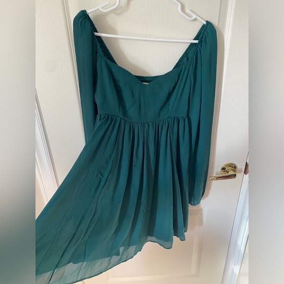 Abercrombie & Fitch Emerald Green Sweetheart Long Sleeve Mini Dress - Picture 3 of 5